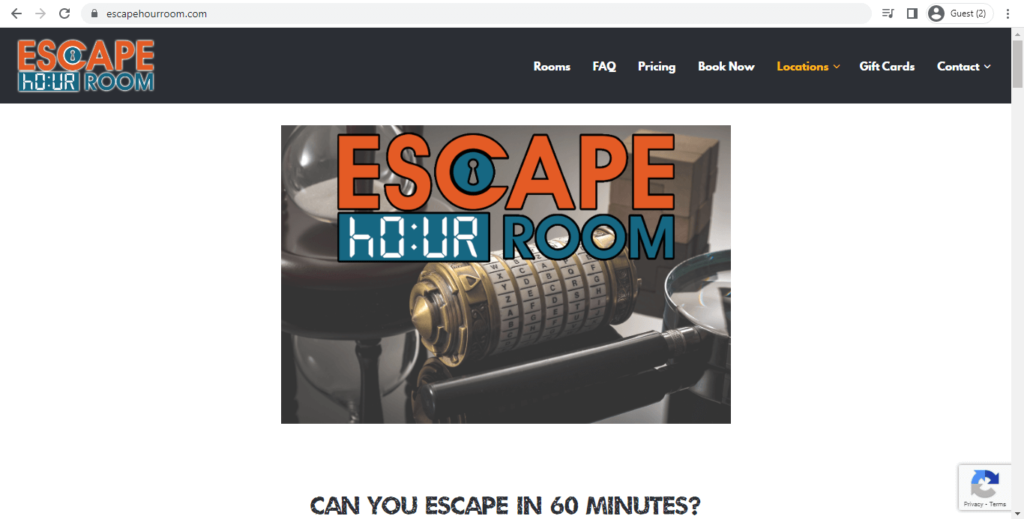 Homepage of Escape hOUR Room 
Link: https://escapehourroom.com/