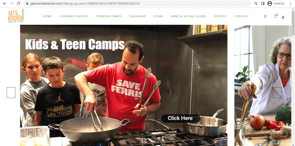 Homepage of Get in the Kitchen 
Link: https://www.getmeinthekitchen.com/?doing_wp_cron=1684295140.2210419178009033203125