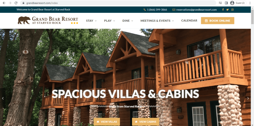 Homepage of Grand Bear Resort
Link: https://grandbearresort.com/index