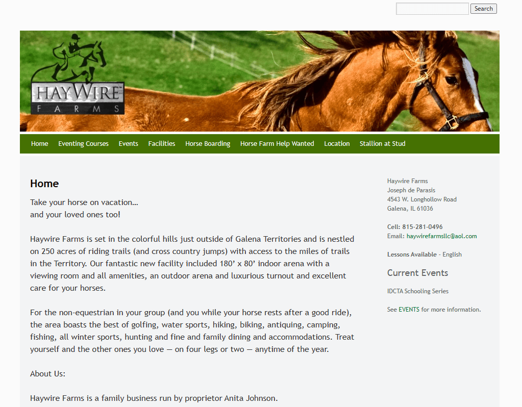 Homepage of Haywire Farms' website / haywirefarmsllc.com