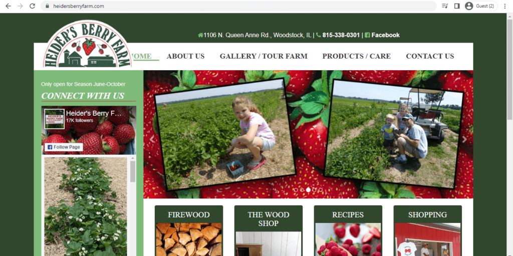 Homepage of Heider's Berry Farm 
Link: https://www.heidersberryfarm.com/