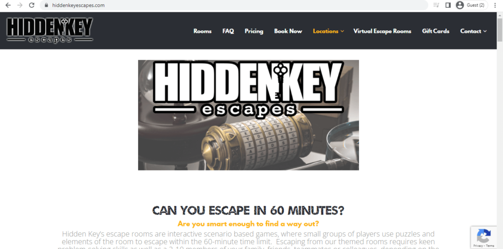 Homepage of Hidden Key Escapes Rooms of Naperville 
Link: https://hiddenkeyescapes.com/