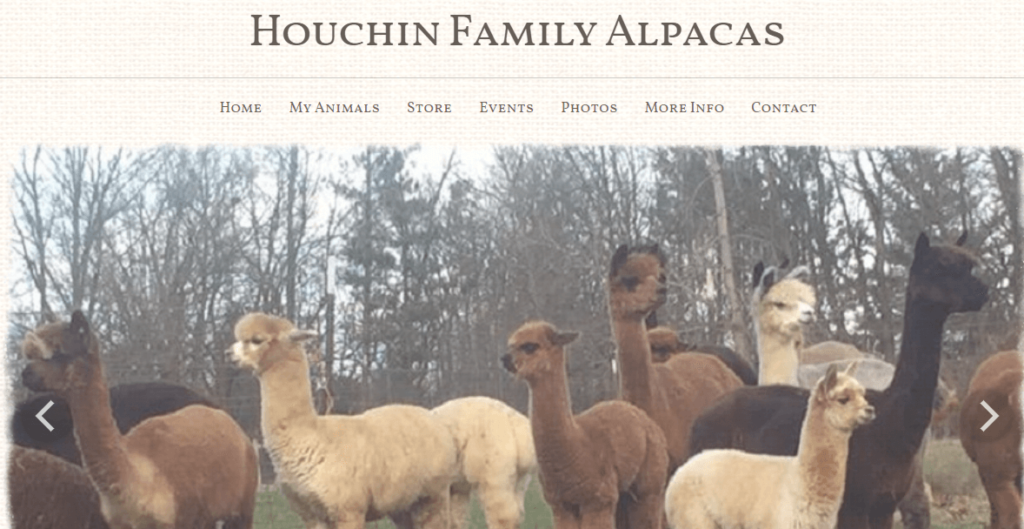 Homepage of Houchin Family Alpacas / houchinfamilyalpacas.com


Link: https://www.houchinfamilyalpacas.com/
