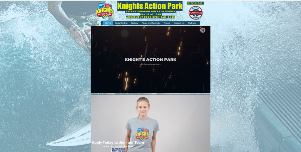 Homepage of Knight's Action Park's website / www.knightsactionpark.com

Link: https://www.knightsactionpark.com/