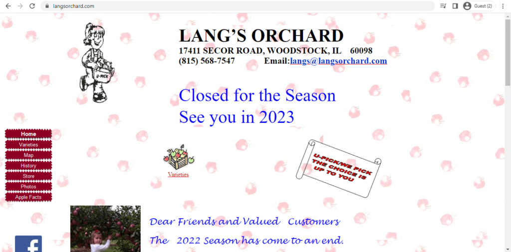 Homepage of Lang's Orchard 
Link: https://www.langsorchard.com/