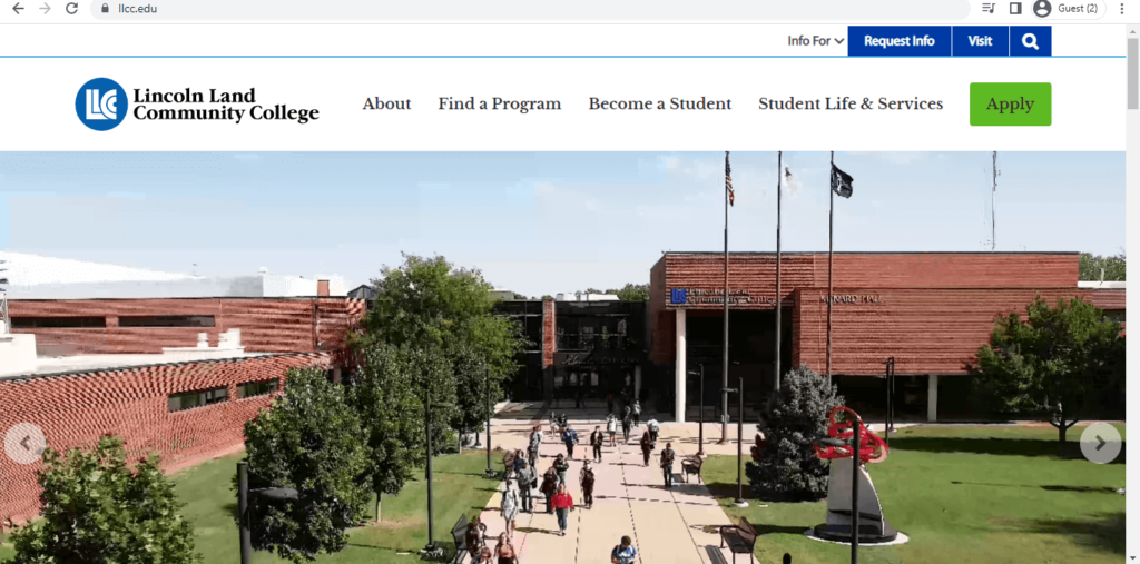 Homepage of Lincoln Land Community College 
Link: https://www.llcc.edu/