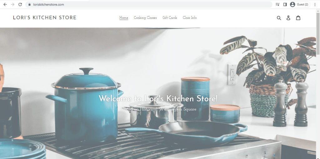 Homepage of Lori's Kitchen Store 
Link: https://loriskitchenstore.com/