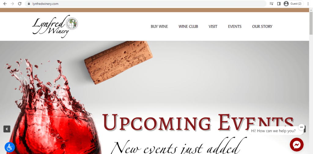Homepage of Lynfred Winery 
Link: https://www.lynfredwinery.com/