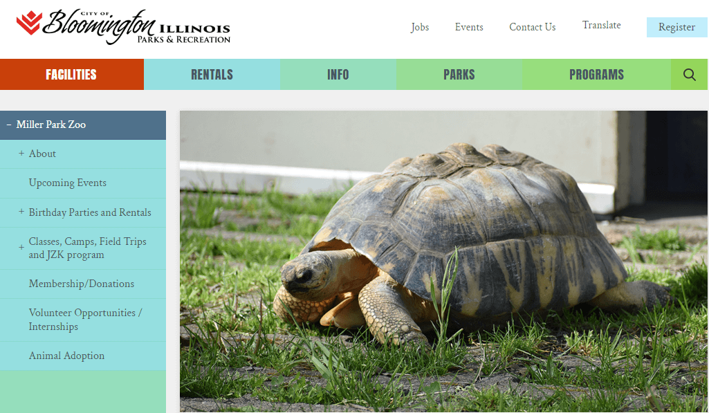 Homepage of Miller Park Zoo / bloomingtonparks.org/facilities/miller-park-zoo


Link: https://www.bloomingtonparks.org/facilities/miller-park-zoo
