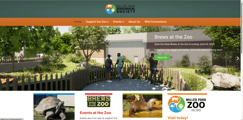 Homepage of Miller Park Zoo's website / mpzs.org