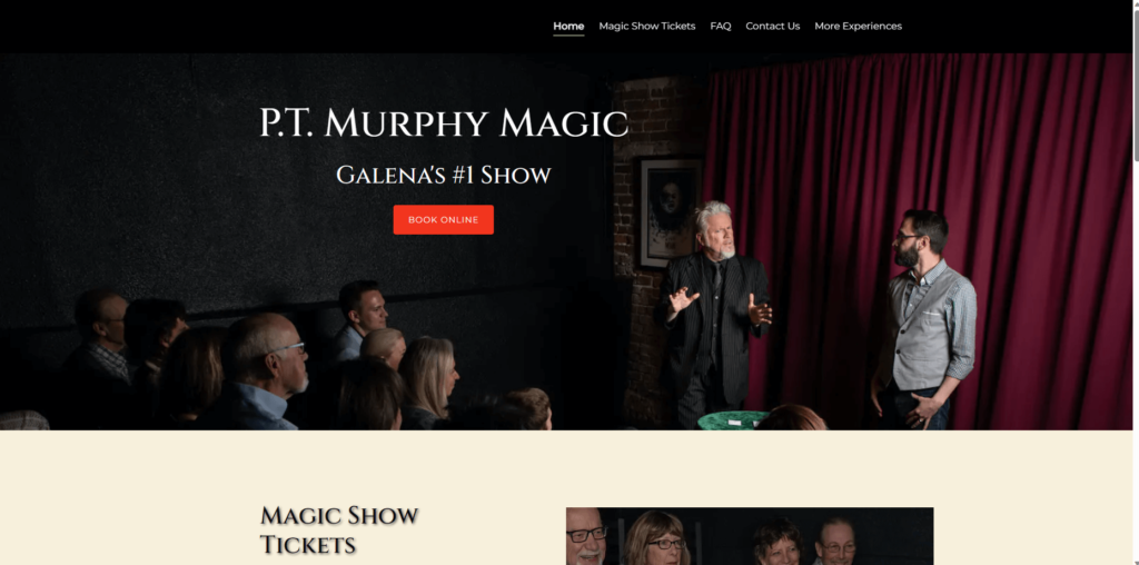 Homepage of P.T. Murphy Magic Theatre's website / www.ptmurphy.com