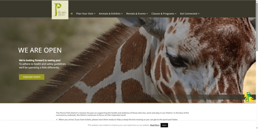 Homepage of Peoria Zoo's website / www.peoriazoo.org