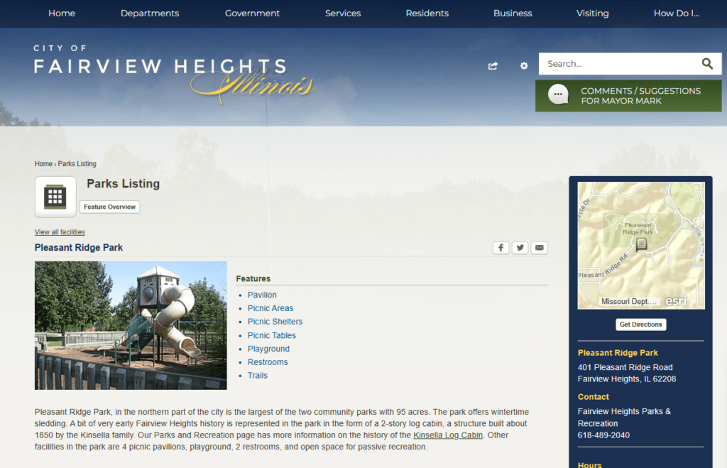 Homepage of Pleasant Ridge Park's website / www.cofh.org