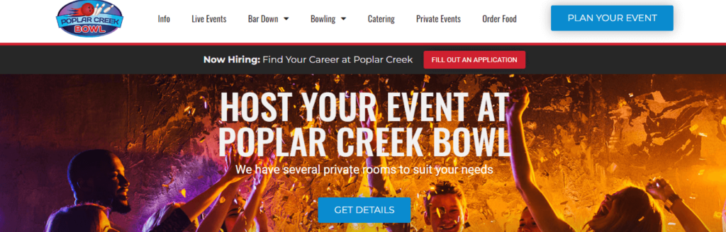Homepage of Poplar Creek Bowl / poplarcreekbowl.com


Link: https://poplarcreekbowl.com/
