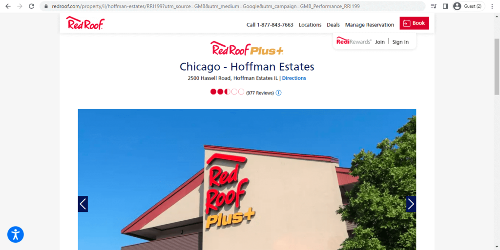 Homepage of Red Roof PLUS+ Chicago - Hoffman Estates 
Link: https://www.redroof.com/property/il/hoffman-estates/RRI199?utm_source=GMB&utm_medium=Google&utm_campaign=GMB_Performance_RRI199