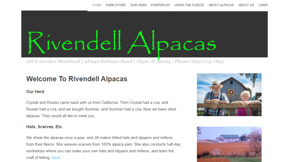 Homepage of Rivendell Alpacas / alpacasatrivendell

Link: http://www.alpacasatrivendell.com/
