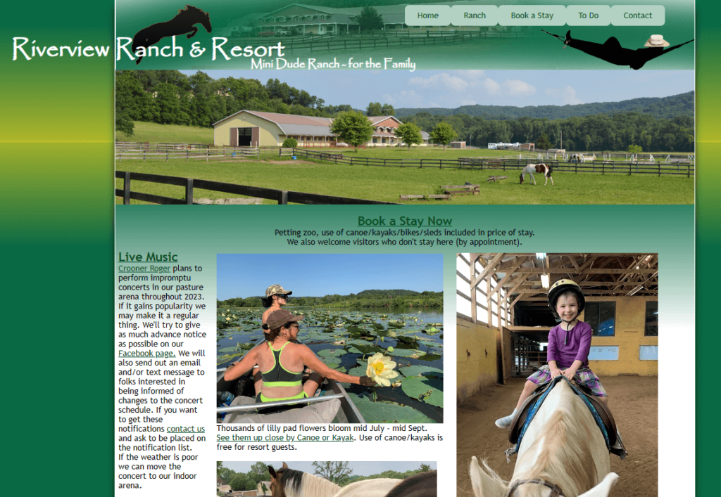 Homepage of Riverview Ranch and Resort's website / riverviewrandr.com