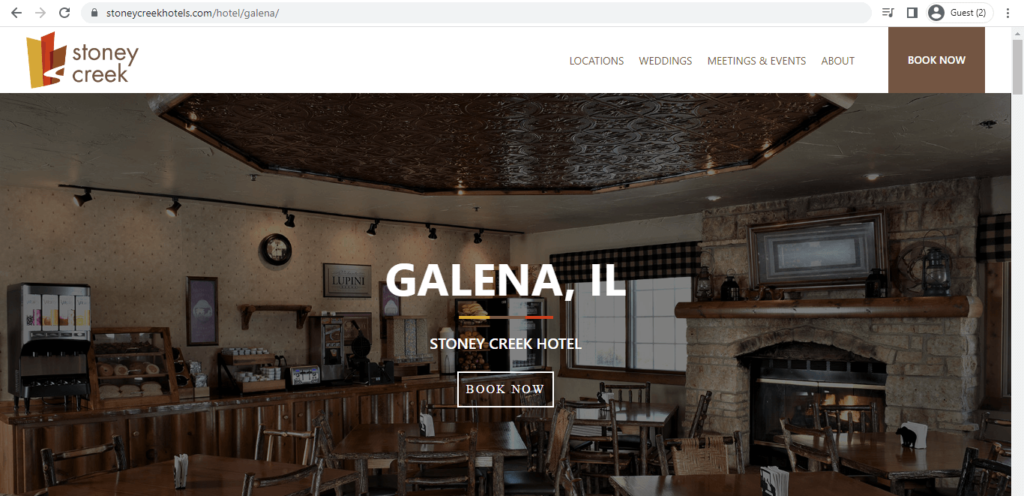 Homepage of Stoney Creek Inn Galena 
Link: https://www.stoneycreekhotels.com/hotel/galena/