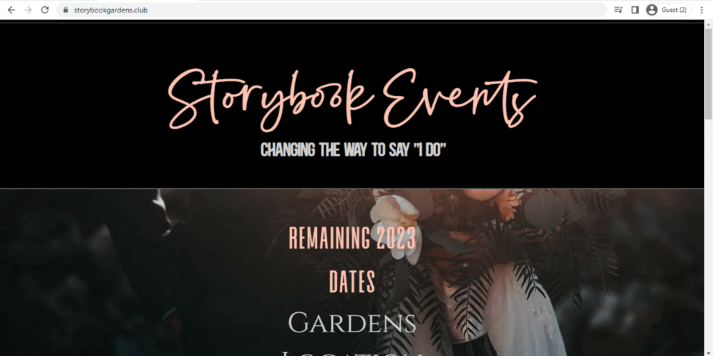 Homepage of Storybook Gardens 
Link: https://www.storybookgardens.club/