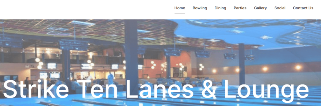 Homepage of Strike Ten Lanes & Lounge / striketenlanes.com


Link: https://www.striketenlanes.com/
