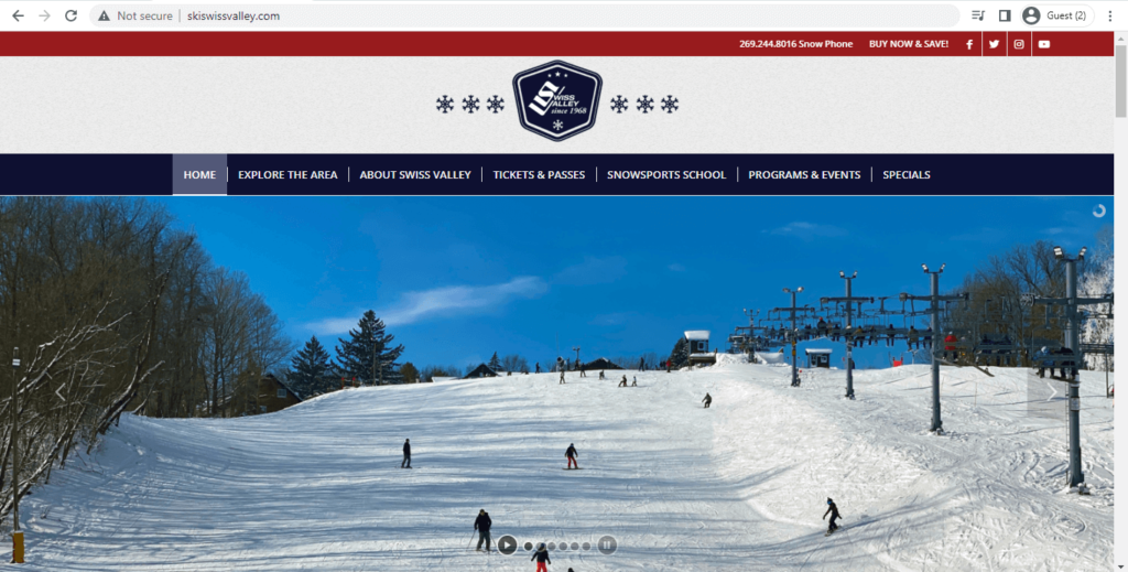 Homepage of Swiss Valley Ski & Snowboard Area 
Link: http://www.skiswissvalley.com/