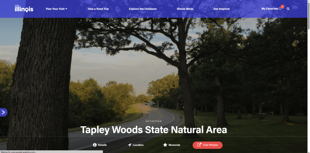 Homepage of Tapley Woods Conservation Area's website / www.enjoyillinois.com