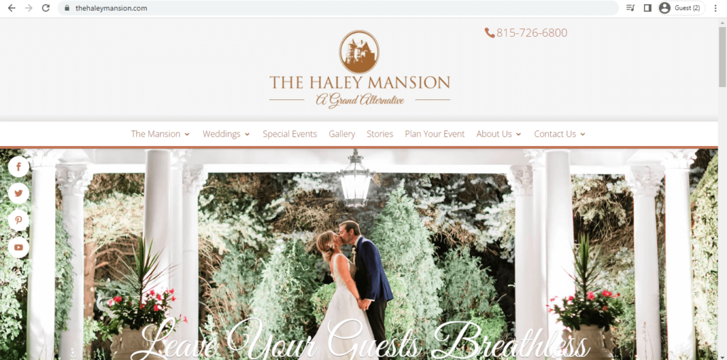 Homepage of The Haley Mansion 
Link: https://www.thehaleymansion.com/