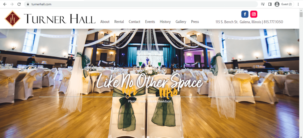 Homepage of Turner Hall 
Link: https://turnerhall.com/