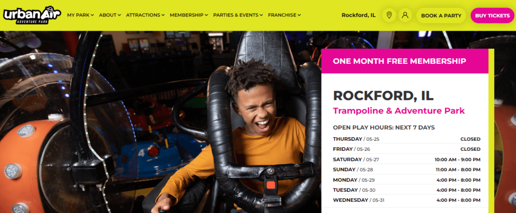 Homepage of Urban Air Trampoline and Adventure Park /  urbanair.com/illinois-rockford


Link: https://www.urbanair.com/illinois-rockford/
