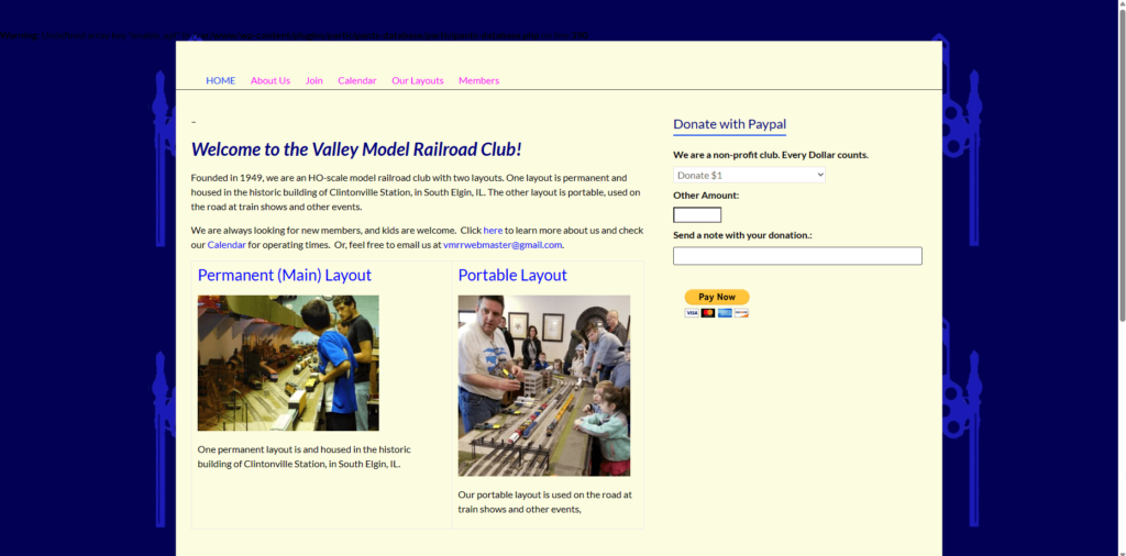 Homepage of Valley Model Railroad's website / vmrr.org