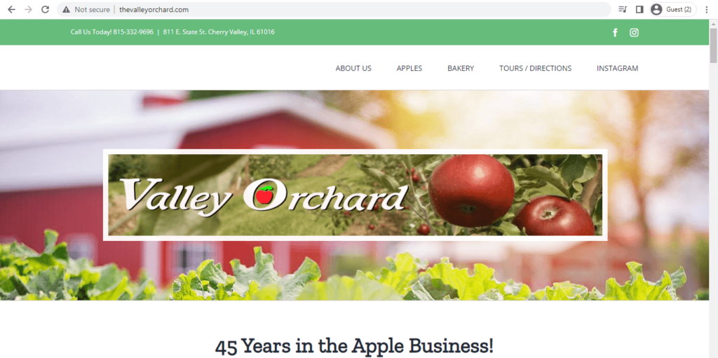 Homepage of Valley Orchard 
Link: http://thevalleyorchard.com/