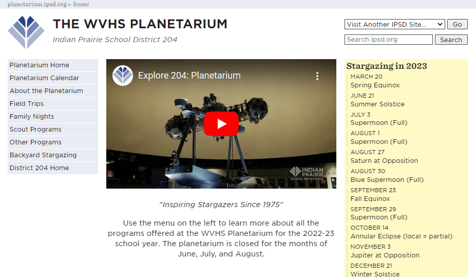Homepage of WVHS Planetarium / planetarium.ipsd.org

Link: https://planetarium.ipsd.org/
