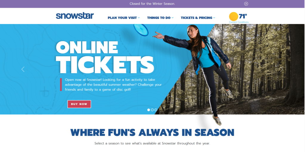 Homepage of the Ski Snowstar Winter Sports Park's website / skisnowstar.com