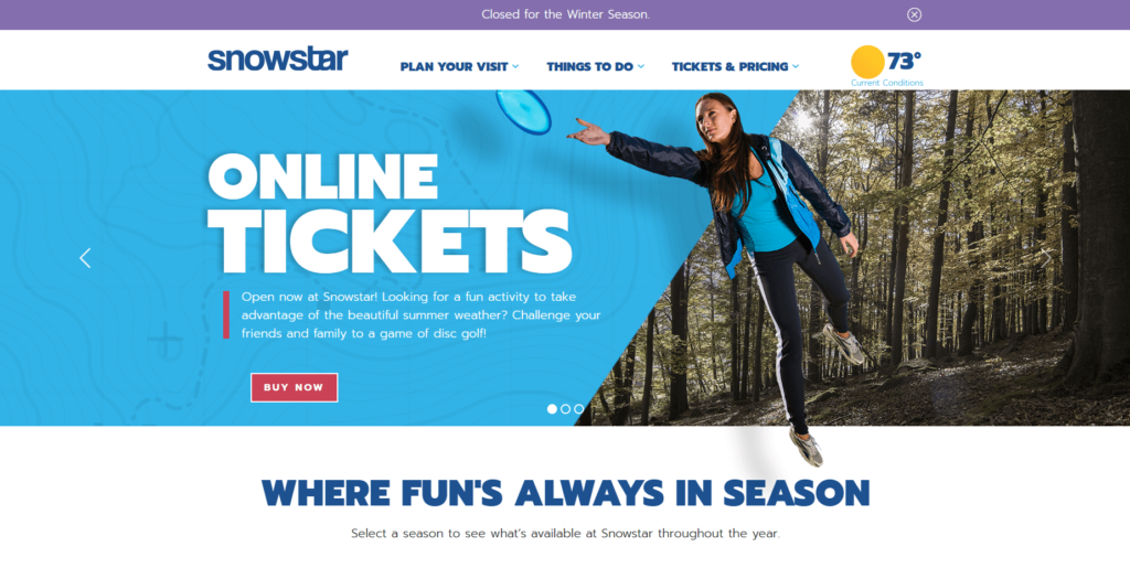 Homepage of the Snowstar Winter Park's website / skisnowstar.com