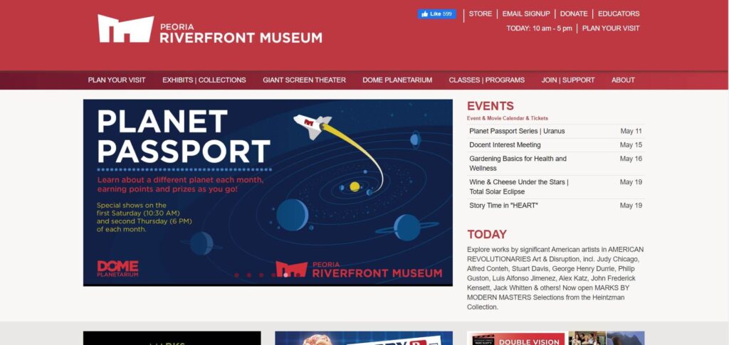 Homepage of the Peoria Riverfront Museum / peoriariverfrontmuseum.org