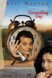 Official Release Poster for Groundhog Day (1993) / Wikipedia / Copyright belongs to Columbia Pictures.

Link: https://en.wikipedia.org/wiki/Groundhog_Day_(film)#/media/File:Groundhog_Day_(movie_poster).jpg