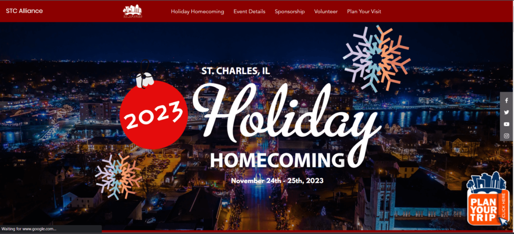 ome page of St. Charles Homecoming / stcholidayhomecoming.com 