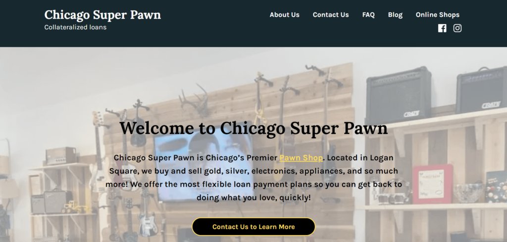 Homepage of Chicago Super Pawn / chicagosuperpawn.com