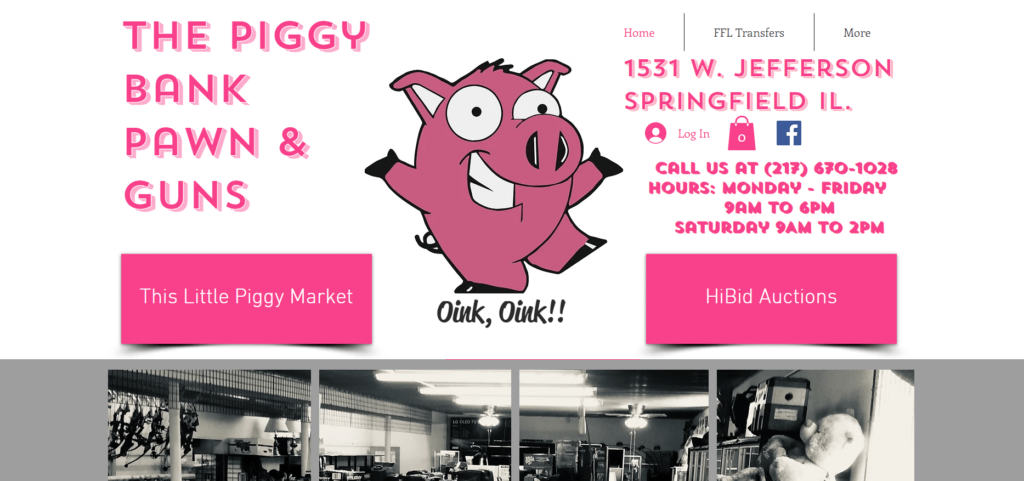 Homepage of The Piggy Bank website / thepiggybankpawn.com