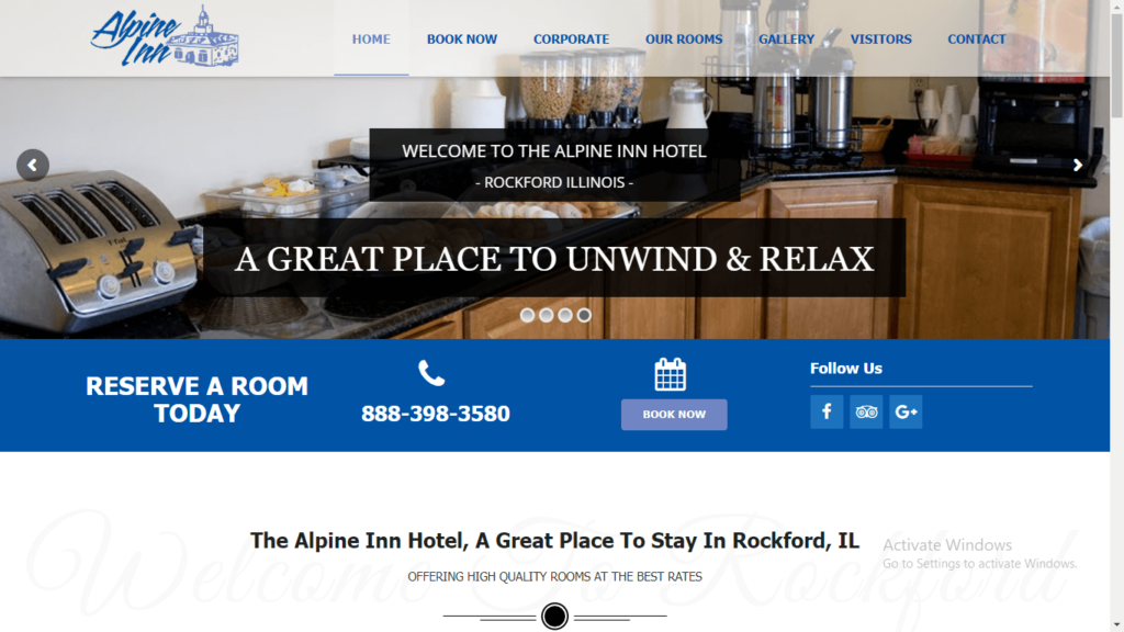 Homepage of Alpine Inn Rockford's website / alpineinnrockford.com