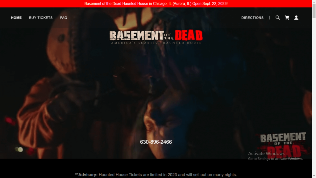 Homepage of Basement Of The Dead Haunted House / basementofthedead.com