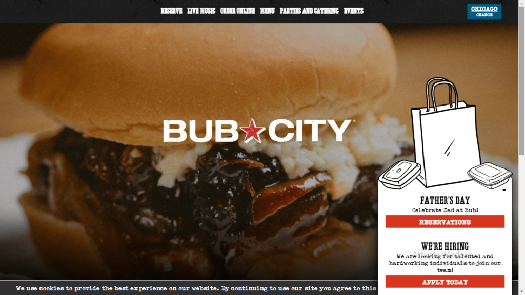 Homepage of Bub City's website / bub-city.com