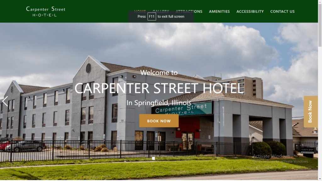 Homepage of Carpenter Street Hotel's website / carpenterstreethotel.com