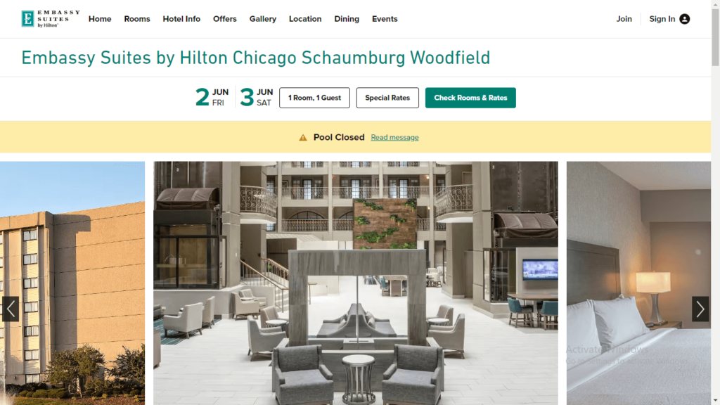 Homepage of Embassy Suites by Hilton Chicago Schaumburg Woodfield's website / hilton.com