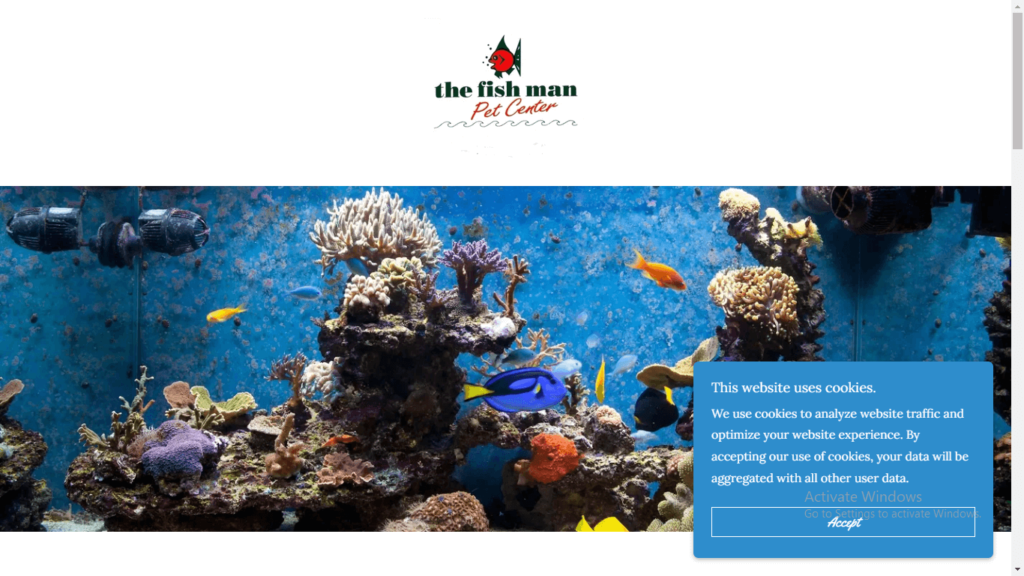 Homepage of Fish Man Pet Center's website / fishmanpetcenter.net