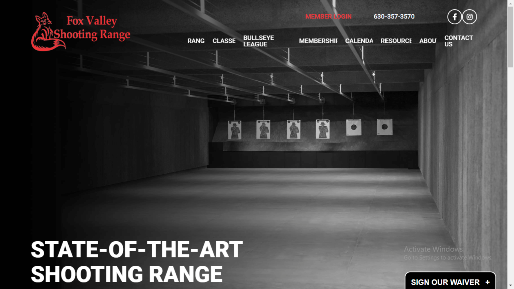 Homepage of Fox Valley Shooting Range's website / foxvalleysr.com