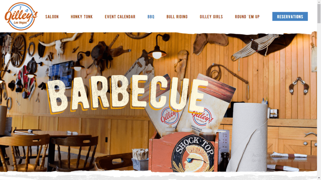 Homepage of Gilly’s BBQ's website / gilleyslasvegas.com