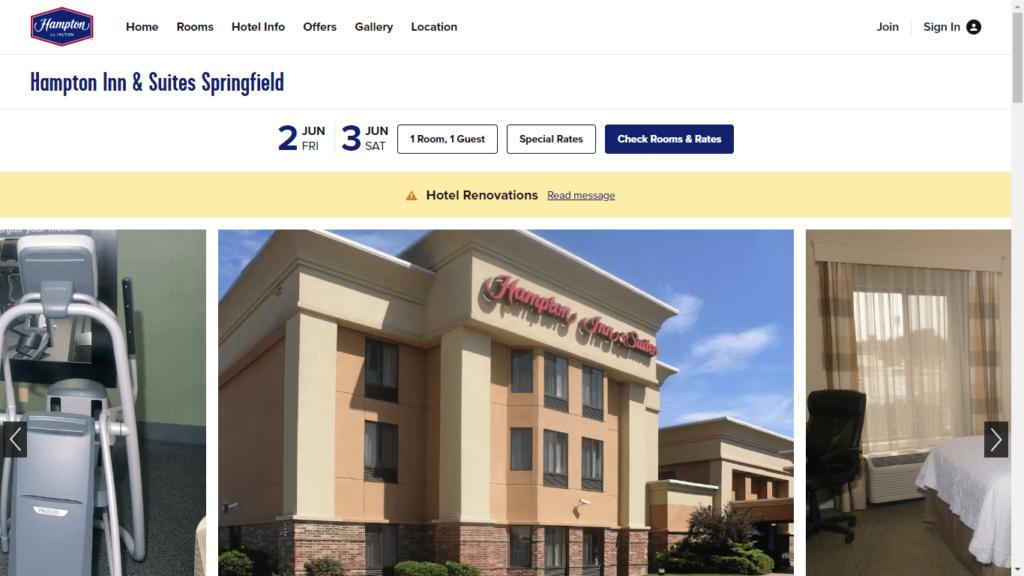 Homepage of Hampton Inn & Suites Springfield MO's website / hilton.com