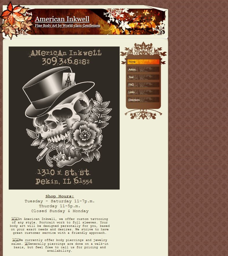 Homepage of American Inkwell website / americaninkwell.com