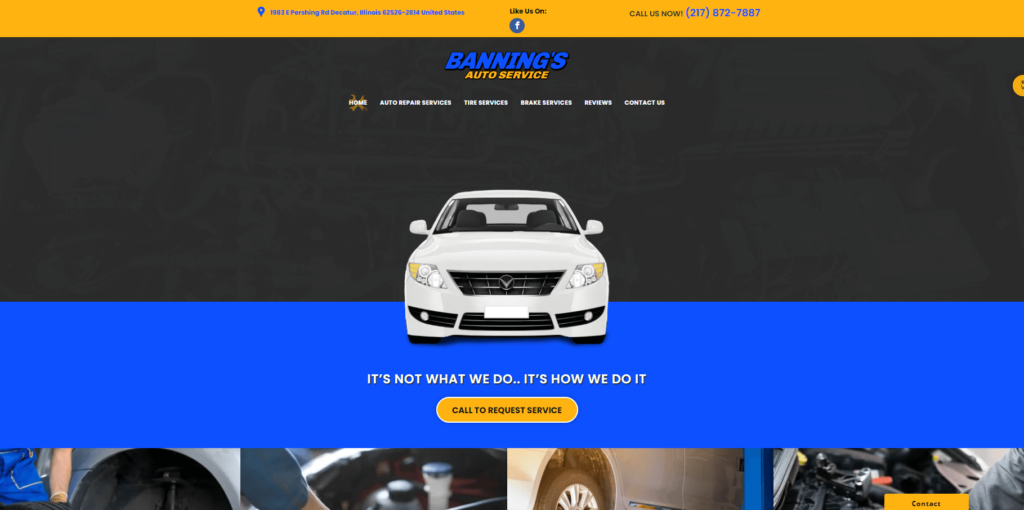 Homepage of Banning Auto Service website / banningsuatoservice.net